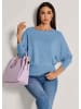 MADELEINE Basic Strickpullover mit Fledermausärmeln in rauchblau / melange
