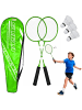 LEAN TOYS Badminton-Set, bestehend aus Schlägern, 3 Federbällen und einer grünen Hülle