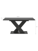 xonox.home Ausziehbarer Esstisch (B/H/T): 150-190x76x90 in grau mit  X-Fußgestell