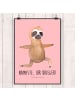 Mr. & Mrs. Panda Bild Faultier Yoga mit Spruch in Rot Pastell