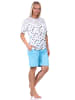 NORMANN kurzarm Shorty Schlafanzug Pyjama TupfenPunkte - 72797 in blau