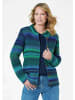 GOLDNER Strickjacke Multicolor Woll-Jacke mit Stehkragen in blau / grün / gemustert