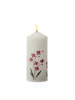 MARELIDA LED Kerze mit Orchideen Motiv Echtwachskerze 7x18,5cm weiß