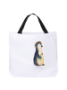 Mr. & Mrs. Panda Strandtasche Pinguin Blumen ohne Spruch in Weiß
