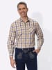 Sieh an! Langarm-Hemd in beige-jeansblau-kariert