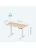relaxdays Höhenverstellbarer Schreibtisch in Natur / Weiß - (B)140 x (H)120 x (T)60 cm