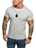 Amaci&Sons Basic Oversize T-Shirt mit Rundhalsausschnitt LAKEWOOD in Grau/Weiß