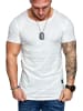 Amaci&Sons Basic T-Shirt mit Zipper und Rundhalsausschnitt AUSTIN in Weiß