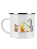 Mr. & Mrs. Panda Emaille Tasse Pinguin Lagerfeuer ohne Spruch in Weiß