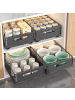 Home Nature Wohnkonzept 2er-Pack Küchenregal ausziehbar in Schwarz 37.5-59x23.8x9.8 cm