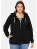 sheego Kapuzensweatjacke in schwarz