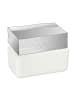 relaxdays Tücherbox in Weiß/Natur - (B)23 x (H)10 x (T)13 cm