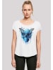 F4NT4STIC Long Cut T-Shirt Totenkopf mit Schmetterling in weiß