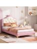 ABRIHOME Polsterbett in Rosa 90x200 cm mit Wellenform LED Schleife PU