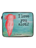 Mr. & Mrs. Panda Laptop Tasche Axolotl Liebe Design mit Spruch in Weiß