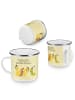 Mr. & Mrs. Panda Emaille Tasse Raupe Schmetterling mit Spruch in Gelb Pastell