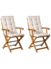 Beliani 2er-Set Esszimmerstuhl MAUI PREMIUM in Braun/Beige