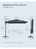 SONGMICS Sonnenschirm Sheld in Dunkelgrau - (D)270 x (H)245 cm