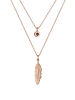 Elli Halskette 925 Sterling Silber Boho, Feder in Rosegold