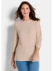 GOLDNER Eleganter Baumwollpullover, Halbarm in beige