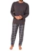 NORMANN Schlafanzug langarm Karohose in anthrazit