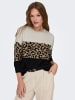 ONLY Eleganter Pullover mit modernem Animal-Print und Farbblock-Design in Braun