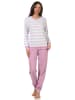 NORMANN Frottee Schlafanzug Bündchen Pyjama Streifen - 51768 in lila