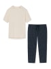Schiesser Schlafanzug Cotton in Blau gepunktet / Creme