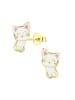 Alexander York Ohrringe, Ohrstecker KATZE in Gold aus 925 Sterling Silber, 2-tlg. in white