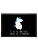 Mr. & Mrs. Panda Fußmatte Einhorn Mann mit Spruch in Schwarz