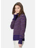 MADELEINE Softer Schurwoll-Pullover mit stylischen Streifen in macchiato / alliumviolett