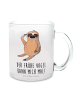 Mr. & Mrs. Panda Trinkglas Faultier Vogel mit Spruch in Transparent
