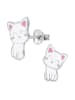 schmuck23 Ohrringe 925 Silber Katze in Weiss