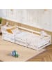 ABRIHOME Kinderbett in Weiß 90x200 cm Montessori mit Sicherheitsumrandung Kiefernholz