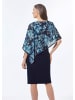 GOLDNER Festliches Kleid mit feinem Chiffonüberwurf in marine / mykonosblau / geblümt