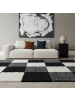 KADIMA DESIGN Teppich Hochflor Karo Polypropylen Wohnzimmer Shaggy in Schwarz