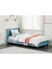 Beliani Kinderbett FITOU in Blau/Dunkler Holzfarbton - (W) 100 x (H) 87 x (L) 214 cm