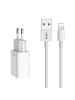 Wisam® 2.4A Dual-USB-Ladegerät (EU) Lightning 1m Reiseset (weiß)