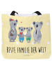 Mr. & Mrs. Panda Strandtasche Koala Familie zwei mit Spruch in Gelb Pastell