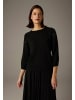 More & More eleganter Strickpullover Pailletten-Applikation in black