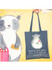 Mr. & Mrs. Panda Shopping Tasche Chinchilla Blume mit Spruch in Indigo Blue