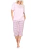 NORMANN Kurzarm Capri Schlafanzug Pyjama Ethnolook in rosa