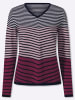 Sieh an! Langarm-Pullover in mauve-marine-geringelt