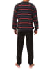 NORMANN Frottee Schlafanzug lang Bündchen Streifen - 81452 in rot