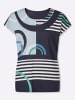 Sieh an! Kurzarmshirt in marine-hellblau-bedruckt