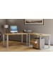 VCM  U Schreibtisch Eckschreibtisch L Form 190x160x50 in Silber / Honig-Eiche