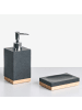 Beliani 5-tlg Badezimmer-Zubehör TAPICHE in Schwarz/Braun/Silber
