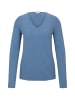 Tom Tailor Dünner Strickpullover Basic V-Ausschnitt Stretch Sweater in Blau