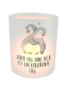 Mr. & Mrs. Panda Glas Teelichthalter Pinguine Kuscheln mit Spruch in Transparent