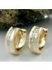 Gallay Creole Ohrring 12x5mm Klappscharnier bicolor diamantiert 9Kt GOLD in gold